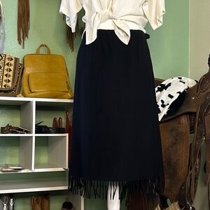 Pendleton Black Pencil Skirt with Fringe